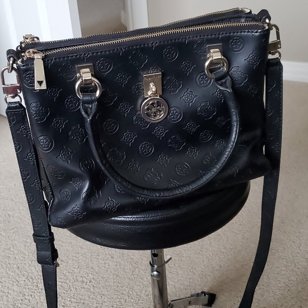GUESS Ninette Status Satchel Handbag Black
